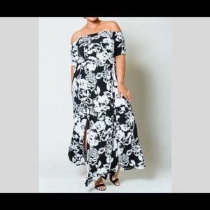 Plus Size Off Shoulder Maxi Dress w/Shorts